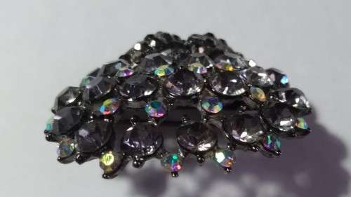 Multi crystal/glass +  black pewter brooch