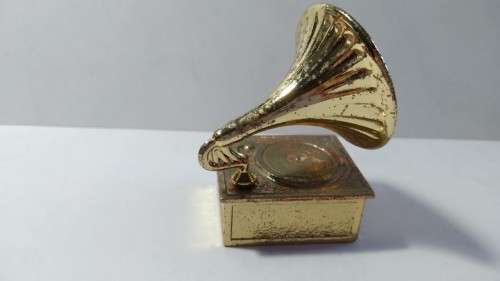 Miniature Brass Tone Gramophone