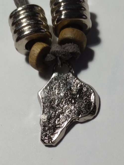 Adjustable leather pewter bracelet -  Africa