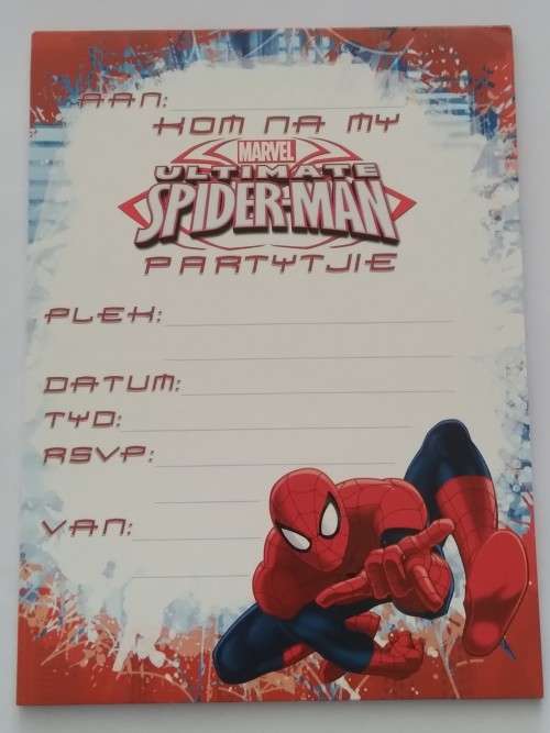 Spiderman partytjie uitnodiging