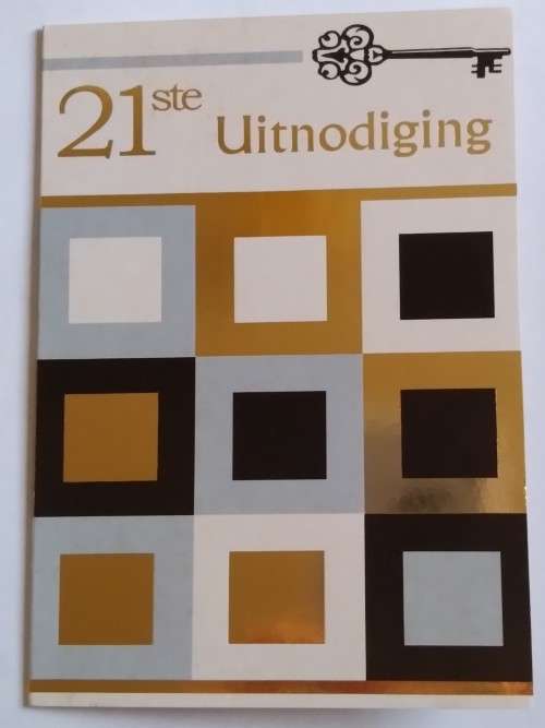 21ste uitnodiging + koevert  15.5cm x 10.5cm