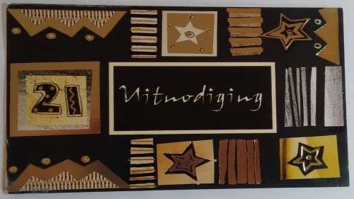 21ste uitnodiging + koevert  14.5cm x 10cm