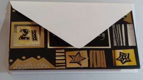 21ste uitnodiging + koevert  14.5cm x 10cm