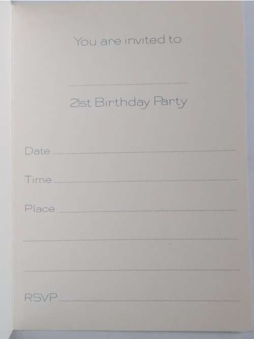 21st invitation +  envelope