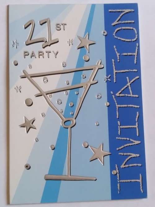 21st invitation  card + envelope 16cm x 10.5cm