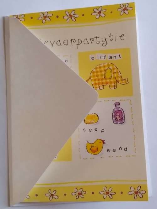 Ooievaarspartytjie uitnodigings +  koevert