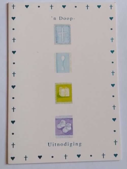 Christening invitation card +  envelope : 16cm x 10.5cm