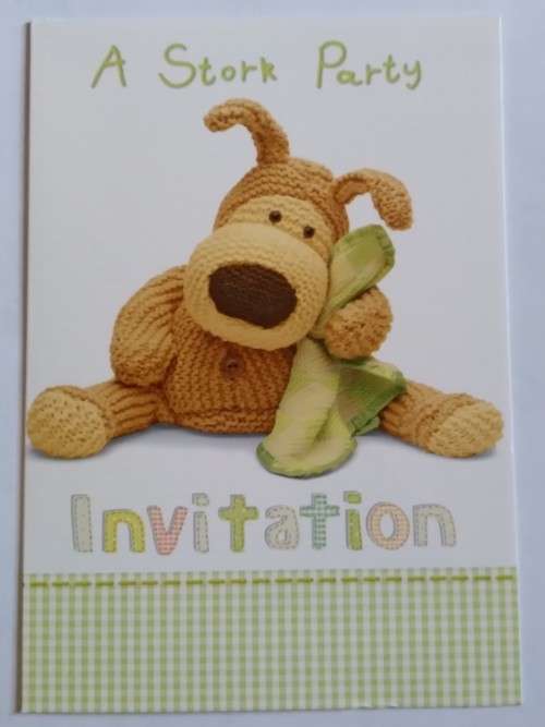 Stork party invitation  card + envelope : 16cm x 10.5cm