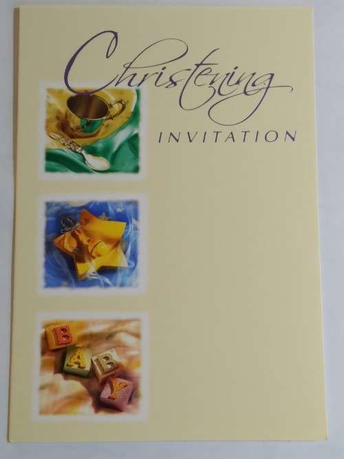 Christening invitation card + envelope : 14cm x 10cm