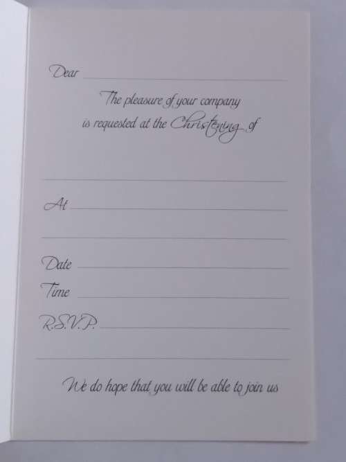 Christening invitation card + envelope : 14cm x 10cm