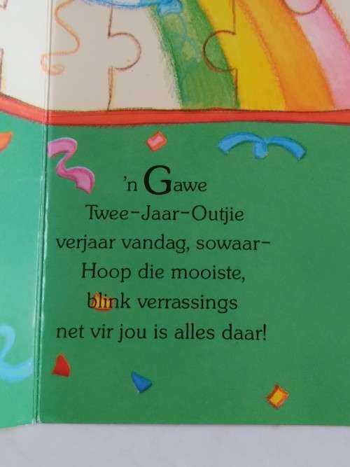 2de Verjaarsdag kaart +  koevert