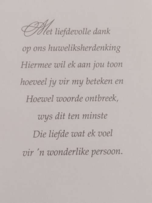 Huweliksherdenking kaart + koevert