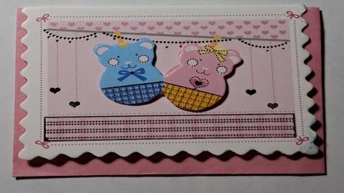 Unused - Mini embossed  card + envelope 8.5cm x 6.5cm