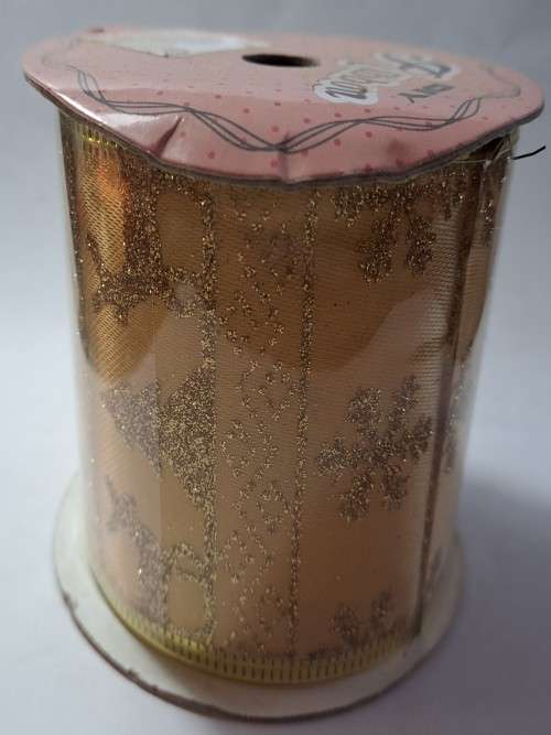 Christmas theme wired organza ribbon - Thick material