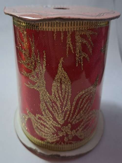 Christmas theme wired organza ribbon - Thick material