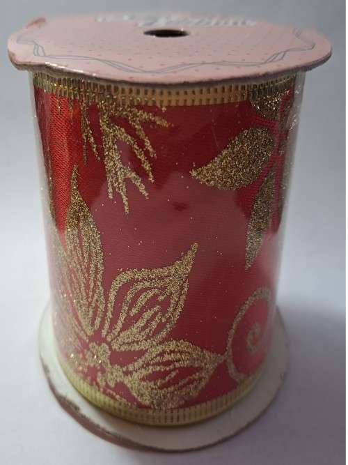 Christmas theme wired organza ribbon - Thick material