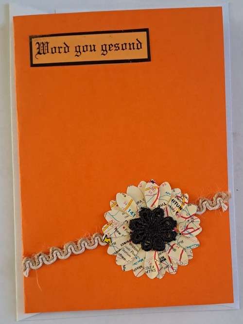 Handmade Word gou gesond kaart +  koevert