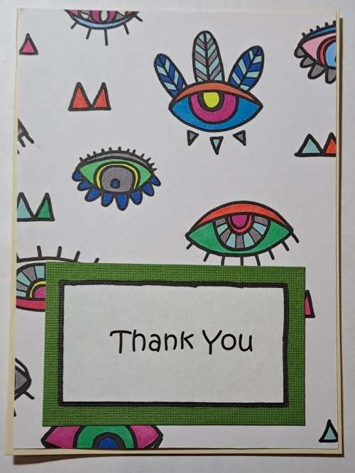 Handmade Thank you card (yellow)+ envelope   14cm x 10.5cm