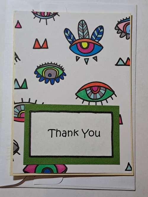 Handmade Thank you card (yellow)+ envelope   14cm x 10.5cm