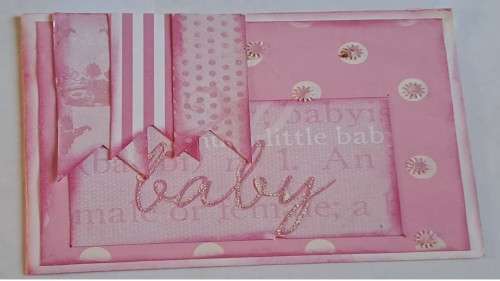 Handmade `Baby`  card + envelope 15.5cm x 11.5cm