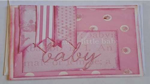 Handmade `Baby`  card + envelope 15.5cm x 11.5cm