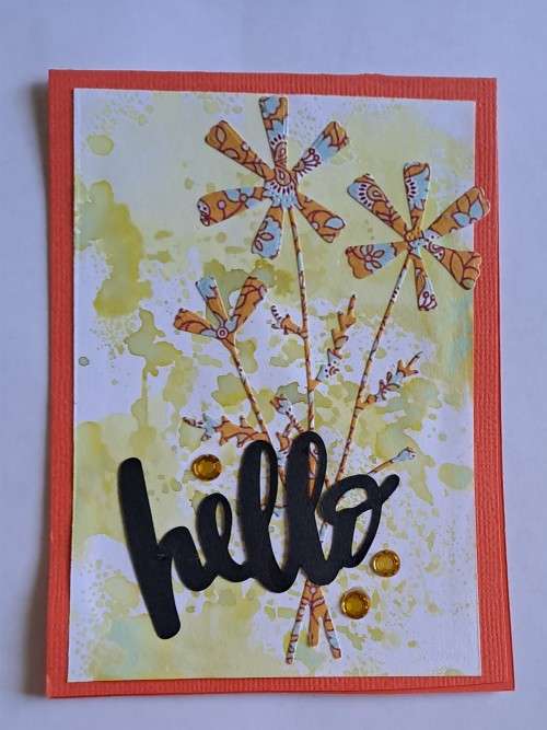 Handmade `Hello` card + envelope 13.5cm x 10m