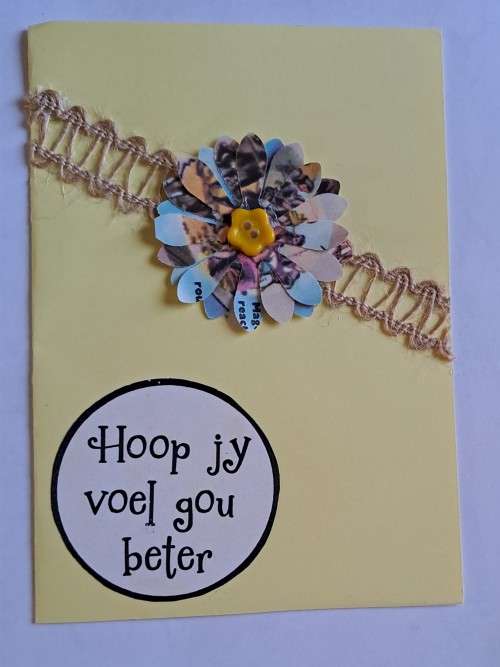 Handmade Beterskap kaart +  koevert