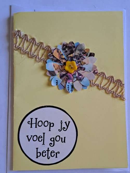 Handmade Beterskap kaart +  koevert