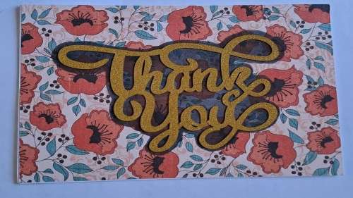 Handmade `Thank you` card + envelope 15cm x 10.5cm