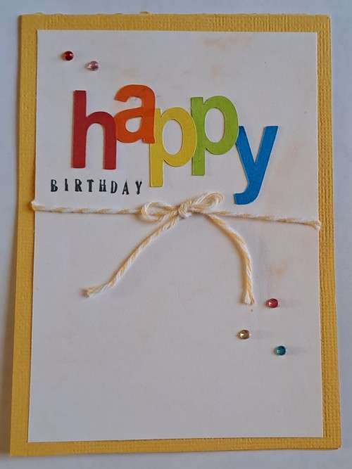 Handmade `happy birthday`  card + envelope  14m x 10cm