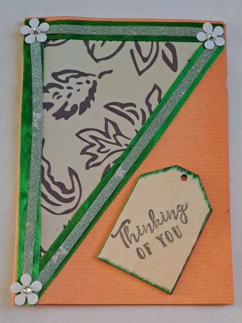 Unused - Handmade ` Thinking of you ` card + envelope