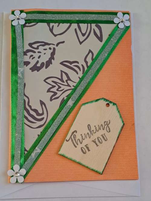 Unused - Handmade ` Thinking of you ` card + envelope