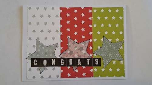 Handmade `congratulations`  card + envelope 14.5m x 10.5cm