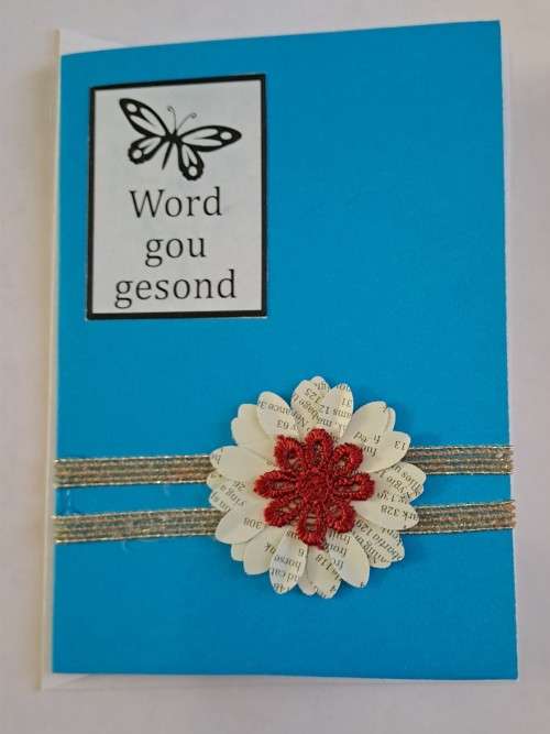 Handmade `Word gou gesond` kaart +  koevert
