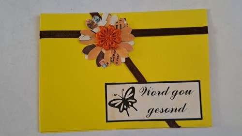 Handmade `Word gou gesond` kaart +  koevert