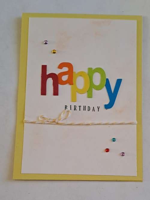 Handmade `happy birthday `  card + envelope  14m x 10cm