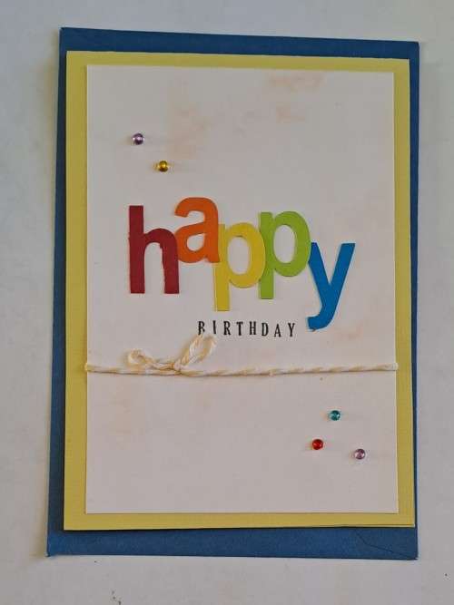 Handmade `happy birthday `  card + envelope  14m x 10cm