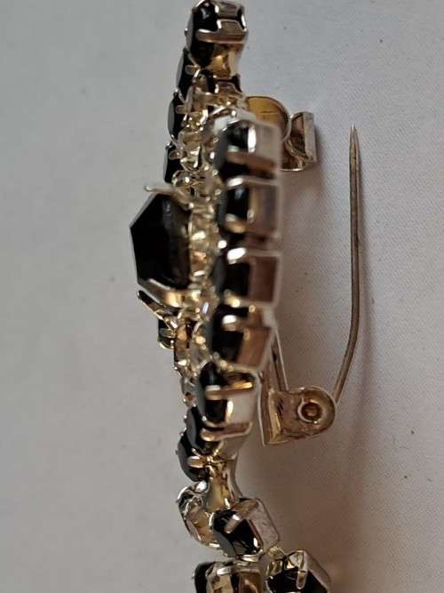 Classic black & silver crystal brooch