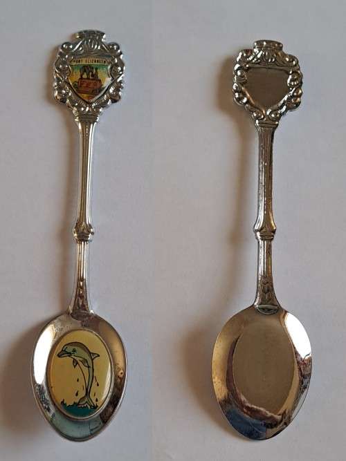 Vintage souvenir spoon -Port Elizabeth -  Dolphin picture