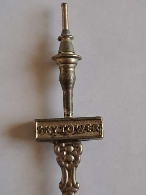 Vintage souvenir spoon - Skytower - New Zealand -  silver plated (?)