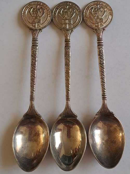 WW1 Propaganda effort vintage souvenir spoon - Set of 3 x spoons - ` For home and country`