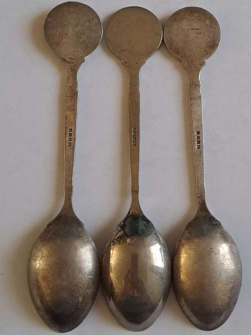 WW1 Propaganda effort vintage souvenir spoon - Set of 3 x spoons - ` For home and country`