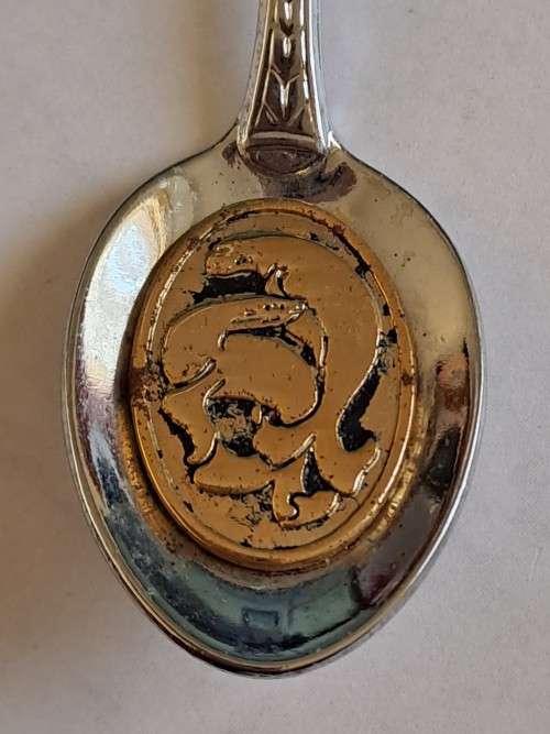 Vintage souvenir spoon -Blank plaque -  `Walrus`