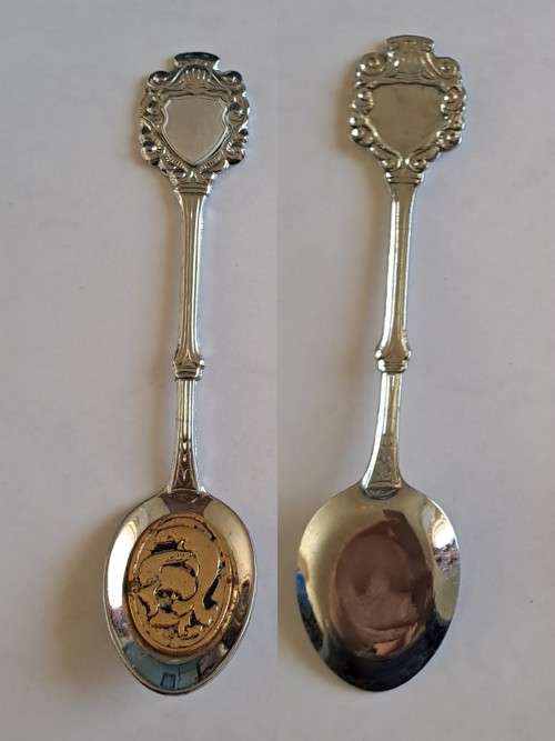 Vintage souvenir spoon -Blank plaque -  `Walrus`
