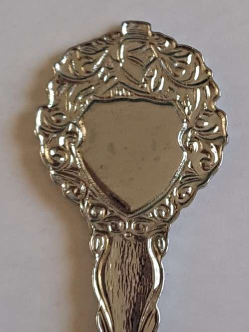 Vintage souvenir spoon -Blank plaque -  helm A/flat
