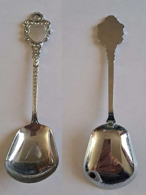 Vintage souvenir spoon -Blank plaque - rose