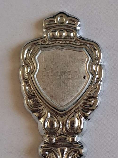 Vintage souvenir spoon -Blank plaque -  twisted