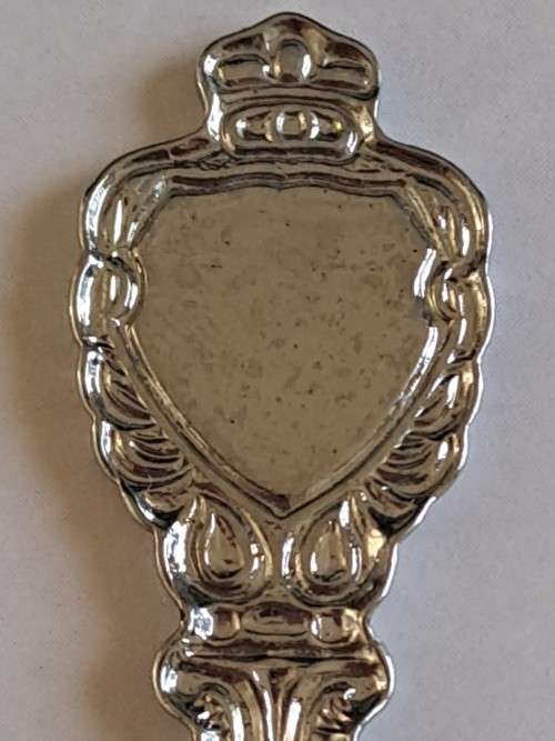 Vintage souvenir spoon -Blank plaque -  twisted