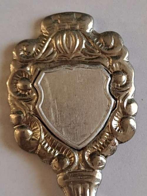 Vintage souvenir spoon -Blank plaque -  bulb A