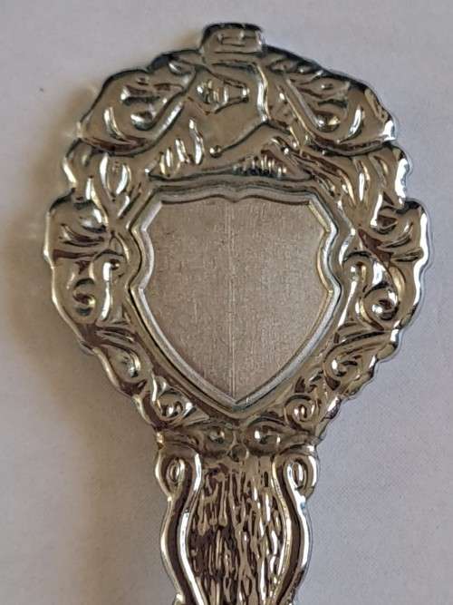 Vintage souvenir spoon -Blank plaque -  helm B